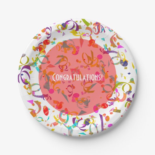 フェスティバルお祝いカラフル紙吹雪トスパーティー ペーパープレート (正面)