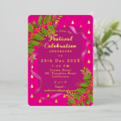 フェスティバルお祝いクリスマスレッド 箔招待状 (立ち正面)