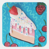 フェスティバルお誕生日ケーキおもしろいパーティーシール スクエアシール (正面)