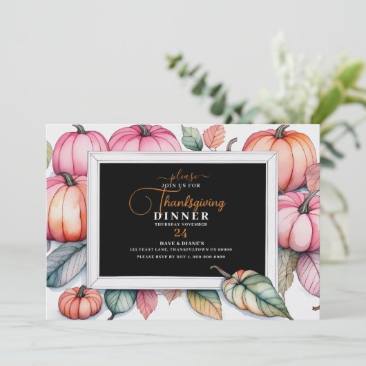 フェスティバルかぼちゃフレーム感謝祭ディナー 招待状 (スタンド正面)