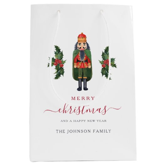 フェスティバルかわいいくるみ割りクリスマス ミディアムペーパーバッグ (正面)