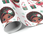 フェスティバルかわいいアフリカ系アメリカバレリーナクリスマス ラッピングペーパー (ロールコーナー)