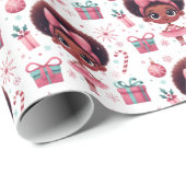 フェスティバルかわいいアフリカ系アメリカバレリーナクリスマス ラッピングペーパー (ロールコーナー)