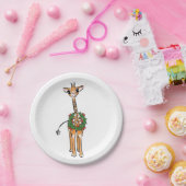 フェスティバルかわいいクリスマスキリン赤グリーンリース ペーパープレート (パーティー)