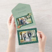 フェスティバルかわいいクリスマスフローラ1写真 オールインワン招待状 (貼ってはがせる)