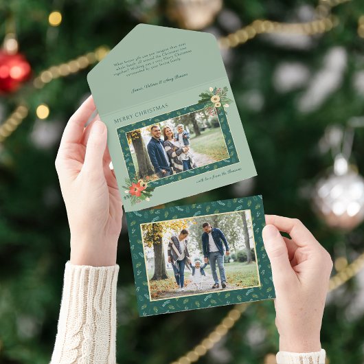 フェスティバルかわいいクリスマスフローラ1写真 オールインワン招待状