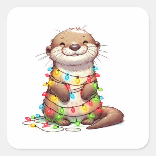 フェスティバルかわいいクリスマス包まれたの灯り スクエアシール