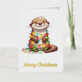 フェスティバルかわいいクリスマス包まれたの灯り 箔グリーティングカード (正面)