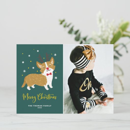フェスティバルかわいいコルギトナディアメリークリスマスフォト シーズンカード (スタンド正面)
