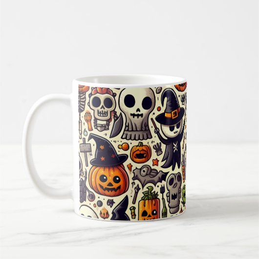 フェスティバルかわいいハロウィーンパターンマグ コーヒーマグカップ (左)