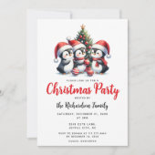 フェスティバルかわいいペンギンクリスマスパーティー 招待状 (正面)