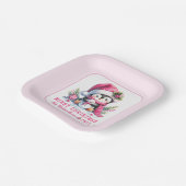 フェスティバルかわいいペンギンピンクカスタム色メリークリスマス ペーパープレート (傾斜あり)