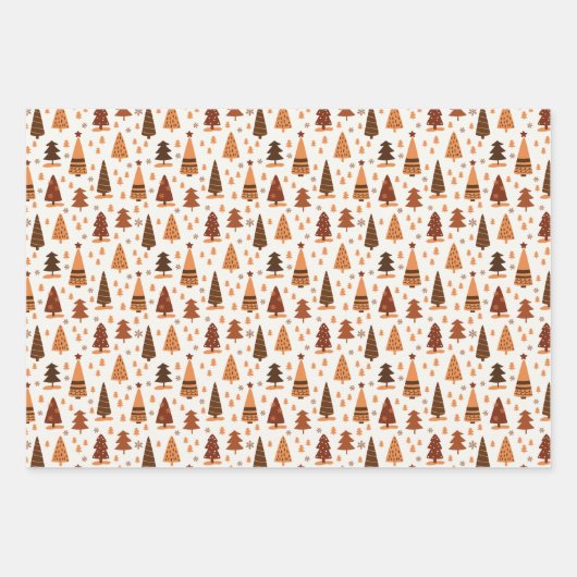 フェスティバルかわいいモダンミニマルなクリスマスツリー ラッピングペーパーシート (正面3)