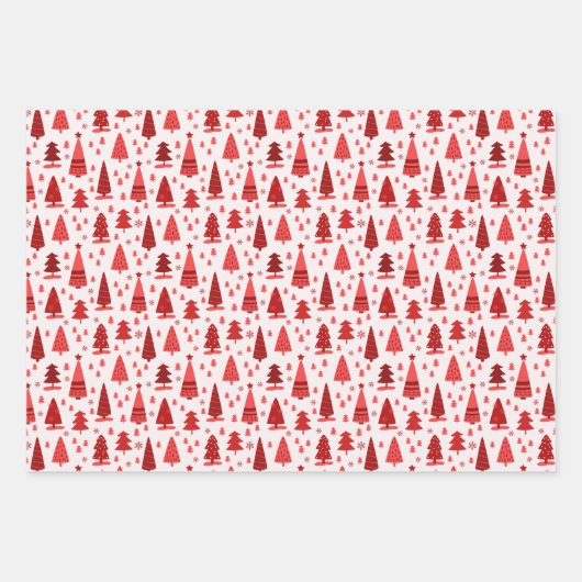 フェスティバルかわいいモダンミニマルなクリスマスツリー ラッピングペーパーシート (正面)