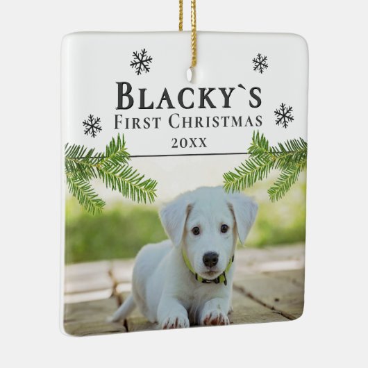 フェスティバルかわいい初めてのクリスマス子犬の写真 セラミックオーナメント (右)