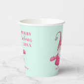 フェスティバルかわいい格言ピンクとミントグリーンクリスマス 紙コップ (左)