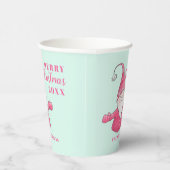 フェスティバルかわいい格言ピンクとミントグリーンクリスマス 紙コップ (右)
