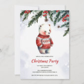 フェスティバルかわいい水の色ホワイトベアクリスマスパーティー 招待状 (正面)