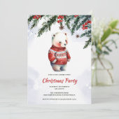 フェスティバルかわいい水の色ホワイトベアクリスマスパーティー 招待状 (スタンド正面)
