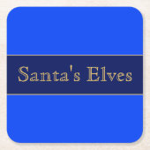 フェスティバルかわいい洗練されたサンタの小人。ブルー スクエアペーパーコースター (正面)