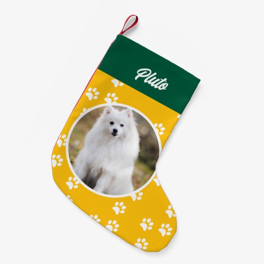 フェスティバルかわいい犬のペットの写真 スモールクリスマスストッキング (正面 (吊り時))