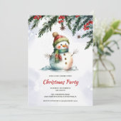 フェスティバルかわいい雪だるまクリスマスパーティー 招待状 (スタンド正面)
