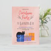 フェスティバルかわいい黒猫コーヒーピンクのクリスマスパーティー シーズンカード (スタンド正面)