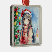 フェスティバルかわいらしアニメガールクリスマス メタルオーナメント (右)