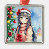 フェスティバルかわいらしアニメガールクリスマス メタルオーナメント (正面)