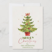 フェスティバルかわいらしグリーンクリスマスツリーポット シーズンカード (正面)