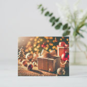 フェスティバルきらびやかなクリスマスの背景とギフト シーズンカード (スタンド正面)