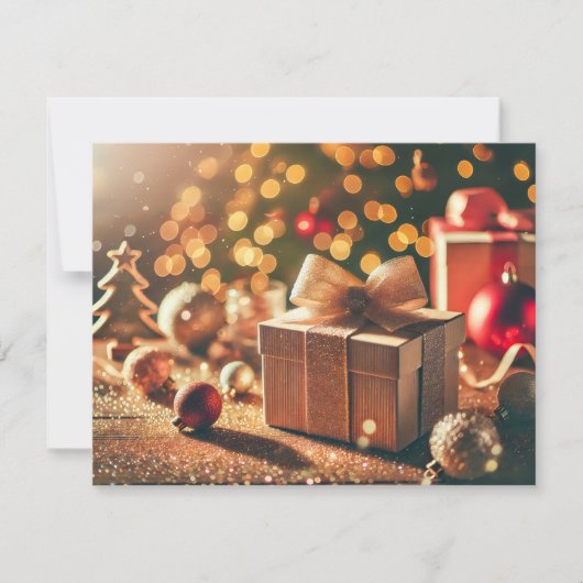 フェスティバルきらびやかなクリスマスの背景とギフト シーズンカード (正面)