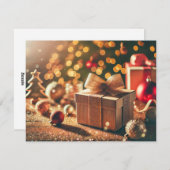 フェスティバルきらびやかなクリスマスの背景とギフト シーズンカード (正面/裏面)