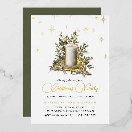 フェスティバルきらめくキャンドルライトクリスマス 箔招待状 (正面/裏面)