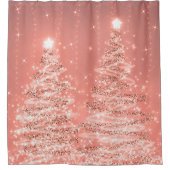 フェスティバルきらめくクリスマスツリーバラ金ゴールド シャワーカーテン (正面)