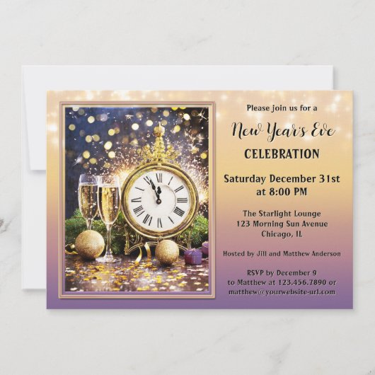フェスティバルきらめく大晦日パーティの招待状 招待状 (正面)