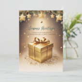 フェスティバルきらめく金ゴールドクリスマスプレゼント会社 シーズンカード (スタンド正面)