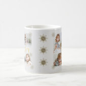 フェスティバルきらめく金ゴールドジョイクリスマスフォトホリデー モーフィングマグカップ (中央)