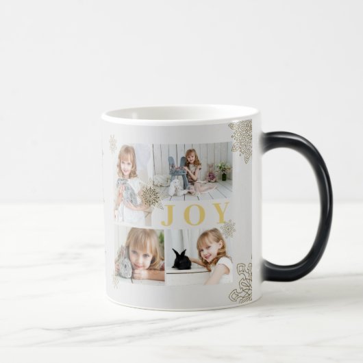 フェスティバルきらめく金ゴールドジョイクリスマスフォトホリデー モーフィングマグカップ (右)