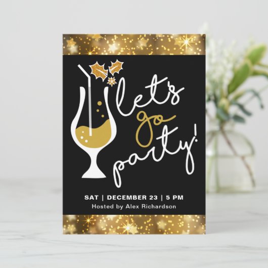 フェスティバルきらめく金ゴールド花火クリスマスパーティー 招待状 (スタンド正面)