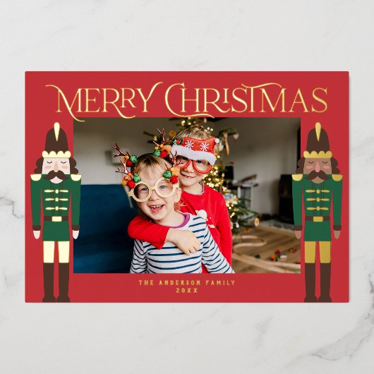 フェスティバルくるみクラッカークリスマスフレームフォトフォイルホール 箔シーズンカード (正面)