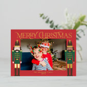 フェスティバルくるみクラッカークリスマスフレームフォトフォイルホール 箔シーズンカード (立ち正面)