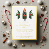 フェスティバルくるみ割りクリスマスクリスマスパーティー金ゴールド 箔招待状