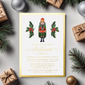 フェスティバルくるみ割りクリスマスクリスマスパーティー金ゴールド 箔招待状