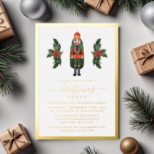 フェスティバルくるみ割りクリスマスクリスマスパーティー金ゴールド 箔招待状