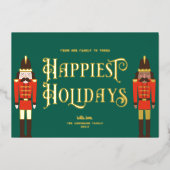 フェスティバルくるみ割りクリスマスグリーン非写真金ゴールド 箔シーズンカード (正面)