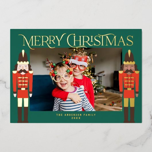 フェスティバルくるみ割りクリスマスフレームの写真 箔シーズンカード (正面)