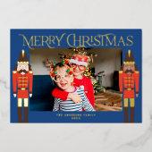 フェスティバルくるみ割りクリスマスフレームの写真 箔シーズンカード (正面)
