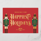 フェスティバルくるみ割りクリスマスレッド非写真金ゴールド 箔シーズンカード (正面)