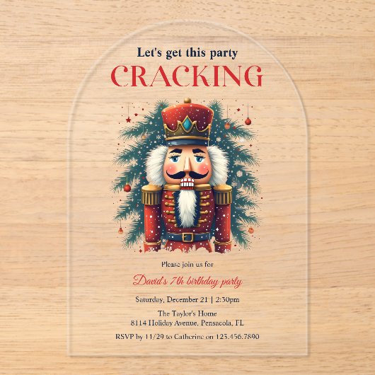 フェスティバルくるみ割りテーマの誕生日パーティー アクリル招待状 (正面)